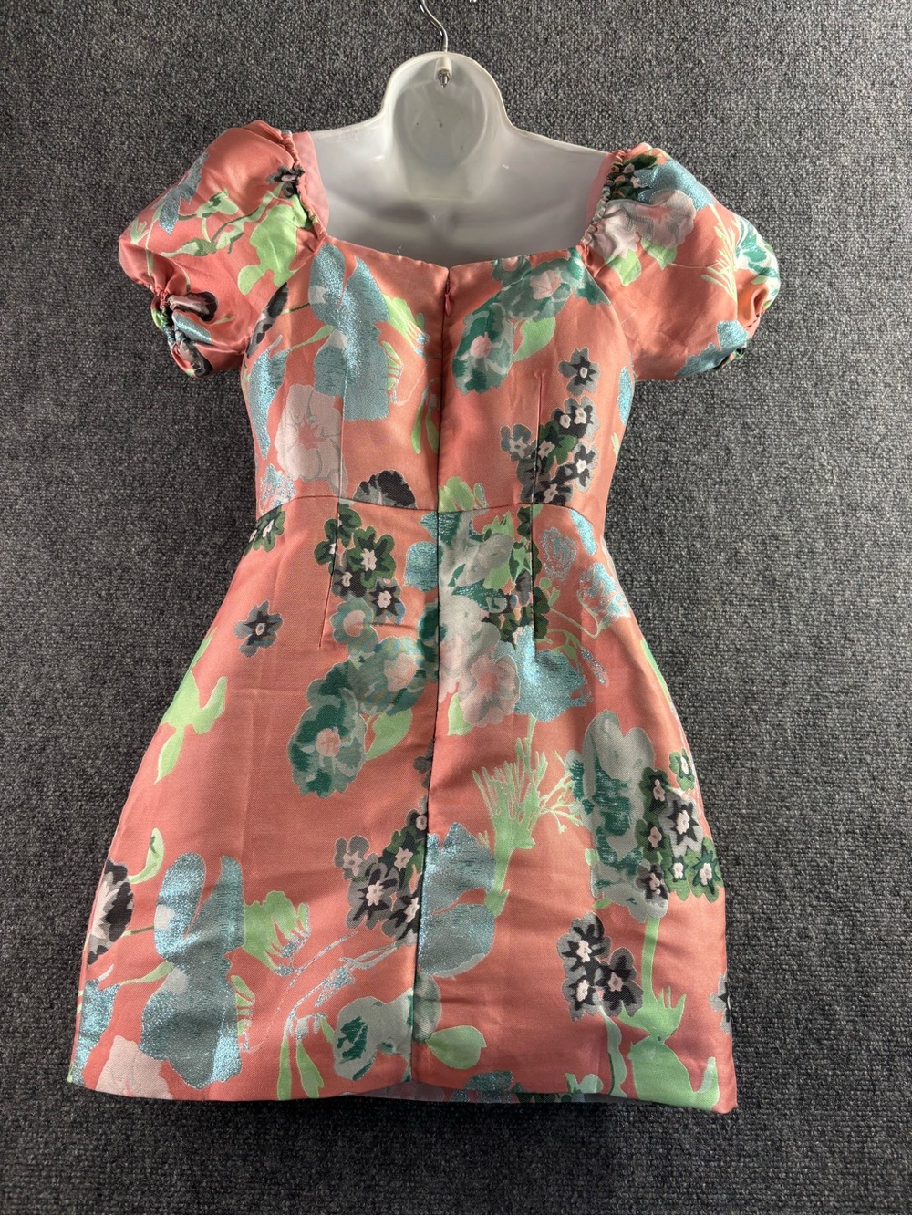 Lulu's Coral Floral Puff-Sleeve Mini Dress - Picture 3 of 7